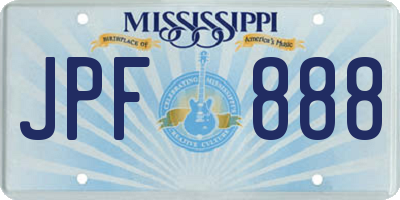 MS license plate JPF888