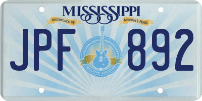 MS license plate JPF892