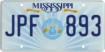 MS license plate JPF893