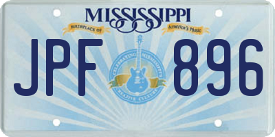 MS license plate JPF896