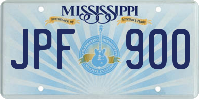 MS license plate JPF900