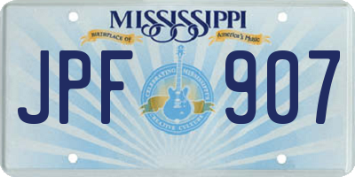 MS license plate JPF907
