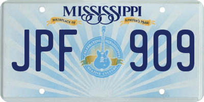 MS license plate JPF909