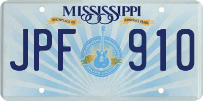 MS license plate JPF910