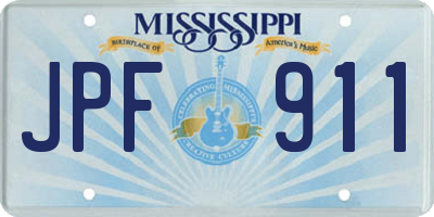 MS license plate JPF911
