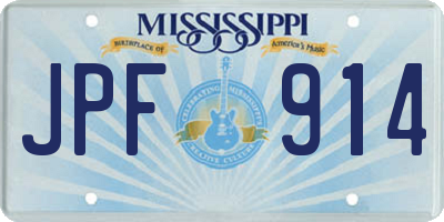 MS license plate JPF914