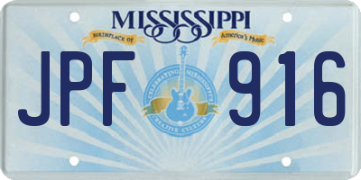 MS license plate JPF916