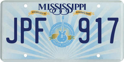 MS license plate JPF917