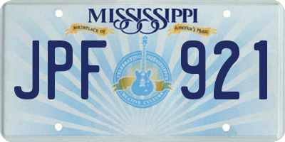 MS license plate JPF921