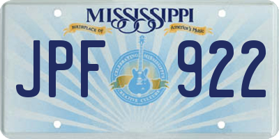 MS license plate JPF922