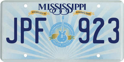 MS license plate JPF923
