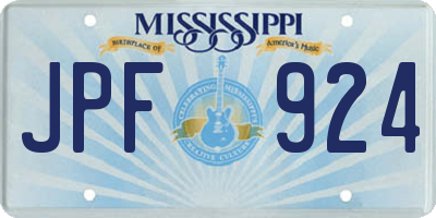 MS license plate JPF924