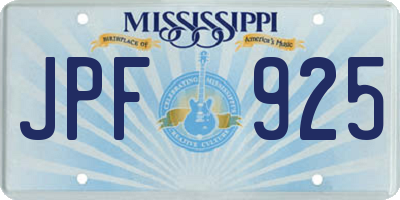 MS license plate JPF925