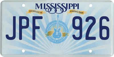 MS license plate JPF926