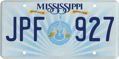 MS license plate JPF927