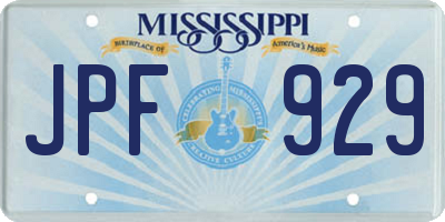 MS license plate JPF929