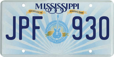 MS license plate JPF930