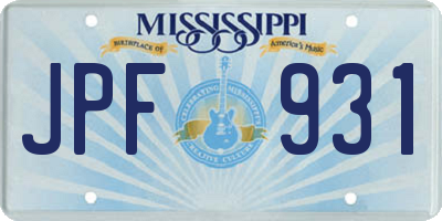 MS license plate JPF931