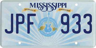MS license plate JPF933