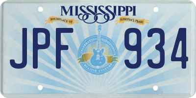 MS license plate JPF934