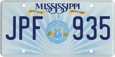 MS license plate JPF935