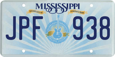 MS license plate JPF938