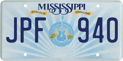 MS license plate JPF940