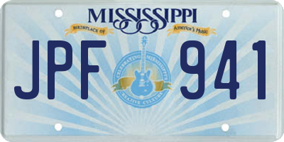 MS license plate JPF941
