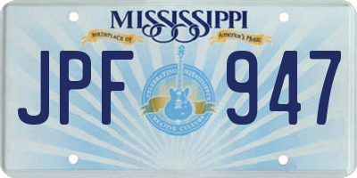 MS license plate JPF947