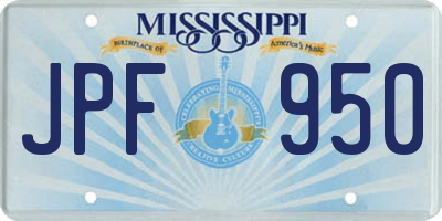 MS license plate JPF950