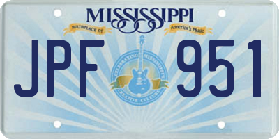 MS license plate JPF951