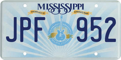 MS license plate JPF952