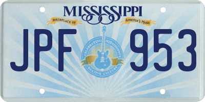 MS license plate JPF953