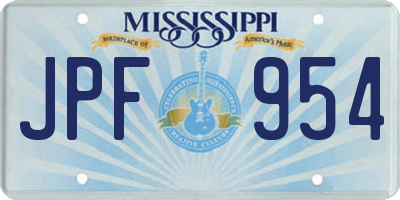 MS license plate JPF954