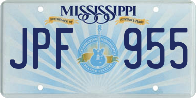 MS license plate JPF955