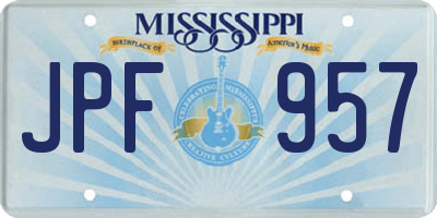 MS license plate JPF957