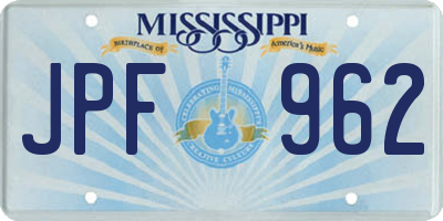 MS license plate JPF962
