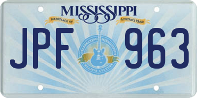 MS license plate JPF963