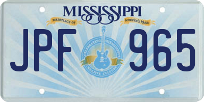 MS license plate JPF965