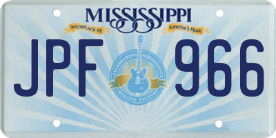 MS license plate JPF966