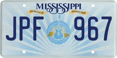 MS license plate JPF967