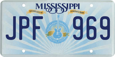 MS license plate JPF969