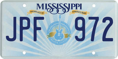 MS license plate JPF972