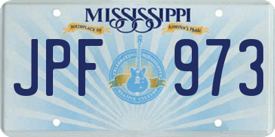MS license plate JPF973