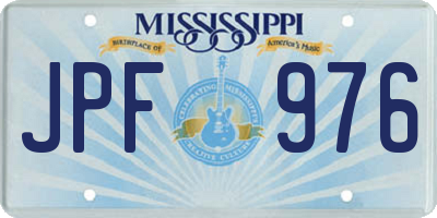 MS license plate JPF976