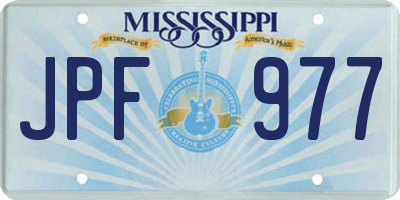 MS license plate JPF977