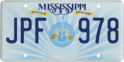 MS license plate JPF978