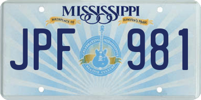 MS license plate JPF981