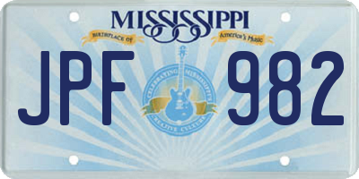 MS license plate JPF982