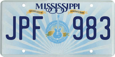 MS license plate JPF983